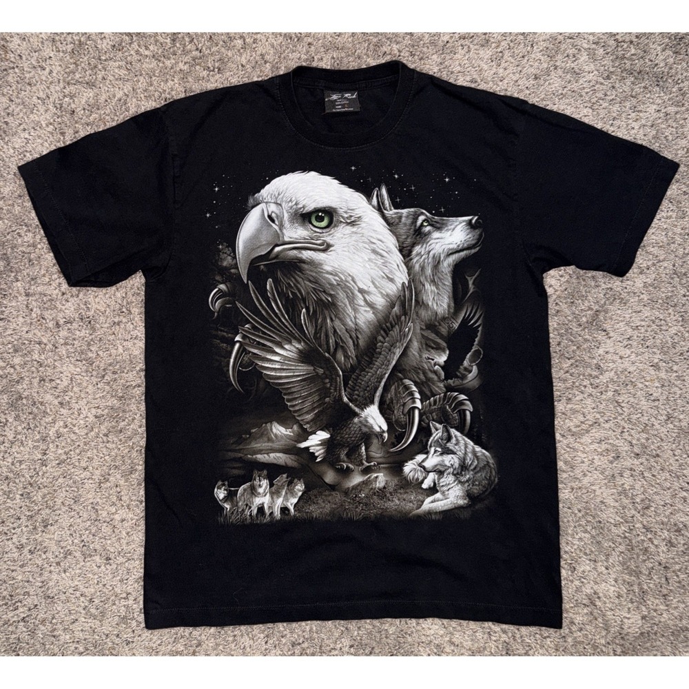 Jay's Rock Shirt All Over Print‎ Front And Back Y2K Wolf Eagle Size Large